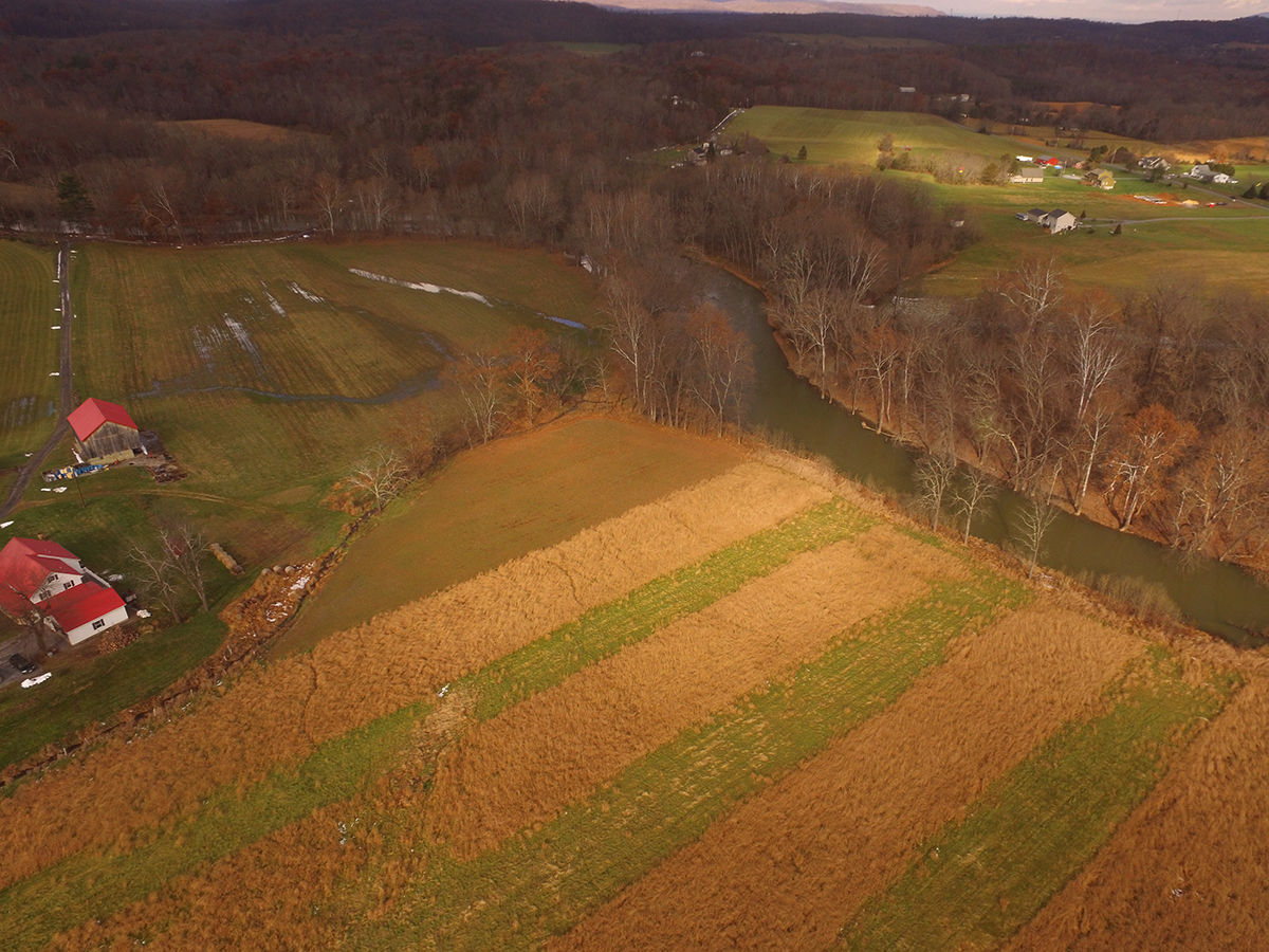 Aerial of conserved farmland in WV